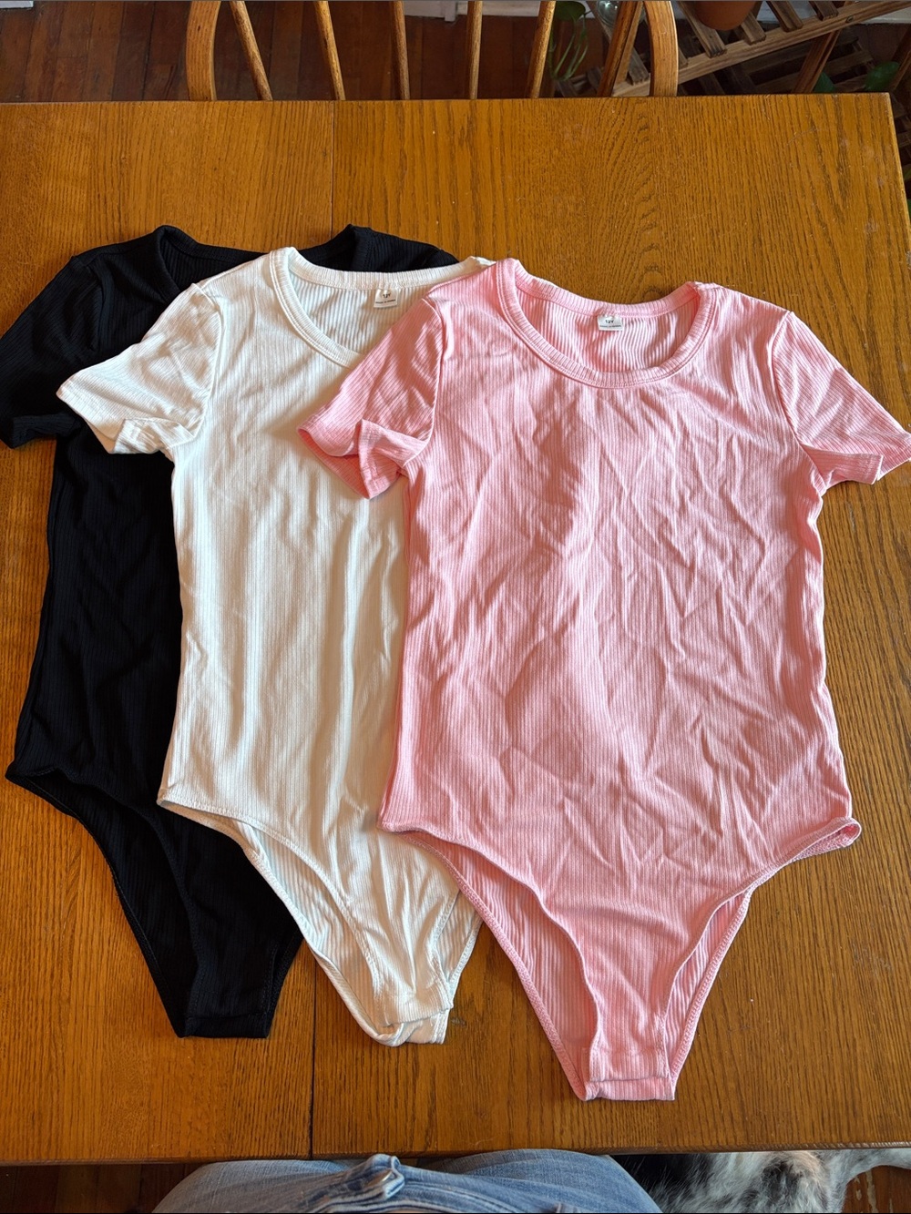 Bundle of Kids Ribbed Short-Sleeve One-Piece Bodysuit - Pink, White, Black